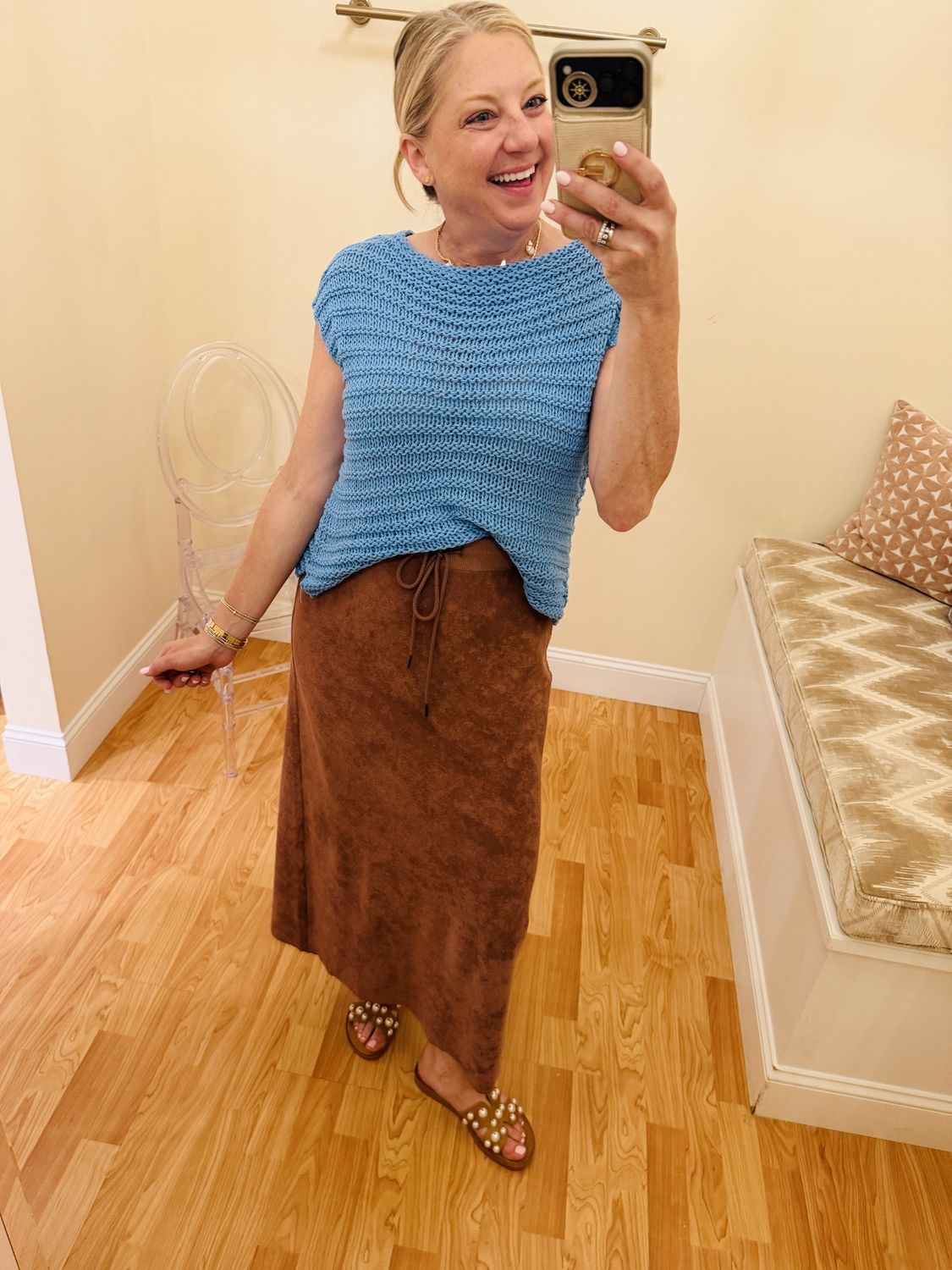 Anna Tee Chunky Top Cotton, COLOR: Blue Wind, Size: X/S