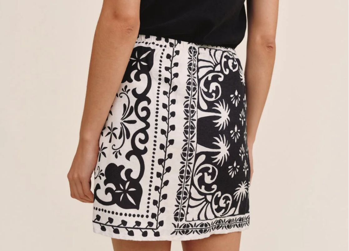 Wrap Skirt With Sash - Tropical Bandana Print