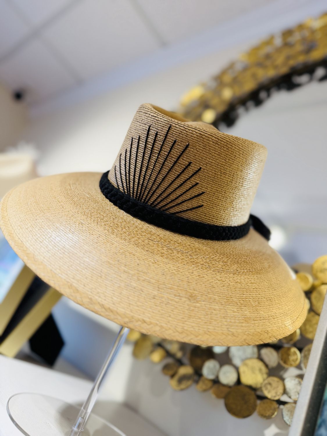 Black Braid &amp; Agave Straw Hat