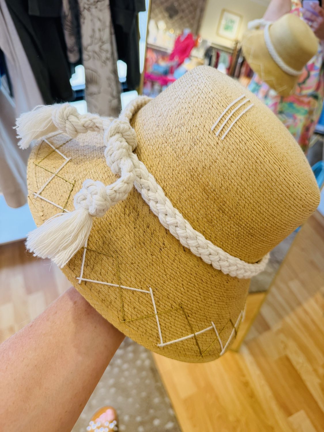 Cream &amp; Gold Agave Bucket Straw Hat