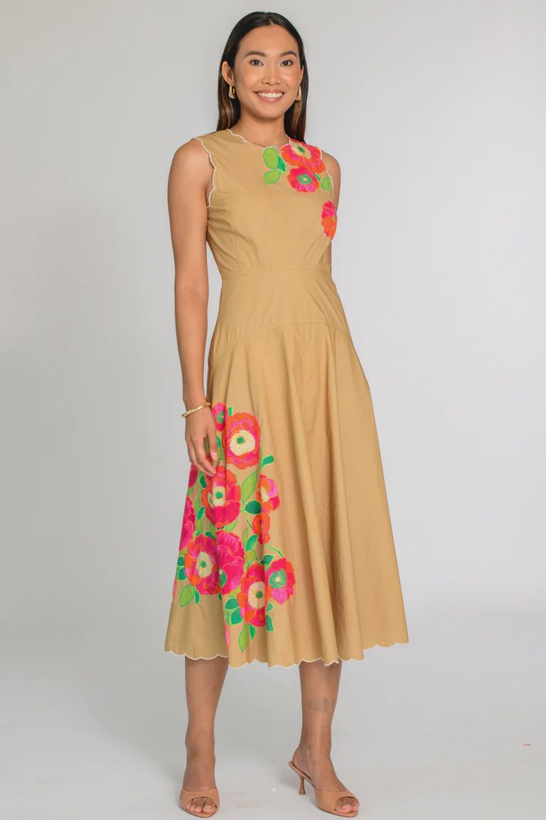 Claire Dress, COLOR: Poppy Patch Iced Coffee, Size: XS