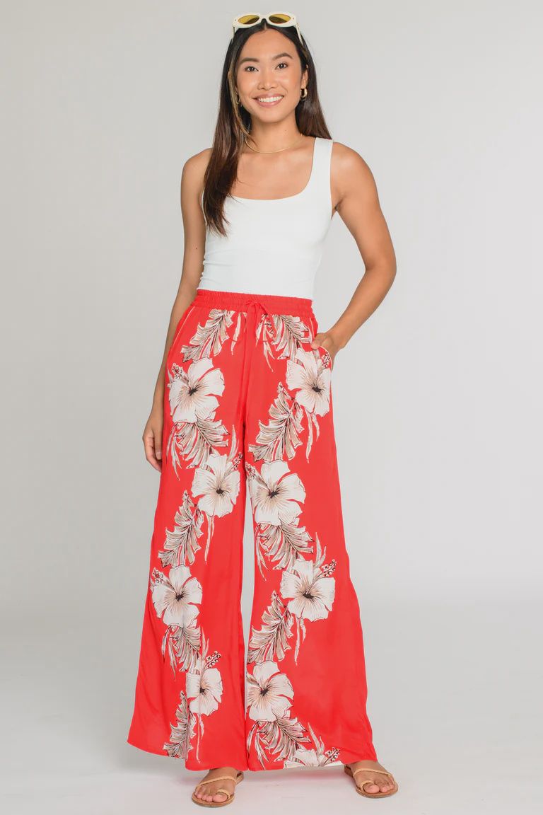 Presley Pant, COLOR: Tropicalia Scarlet, Size: S
