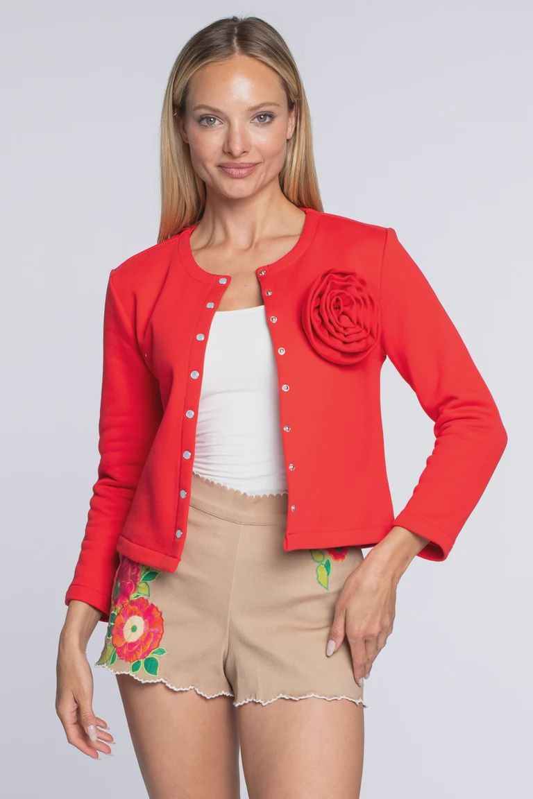 Emilia Cardigan, Brown: Poppy Red, Size: XS
