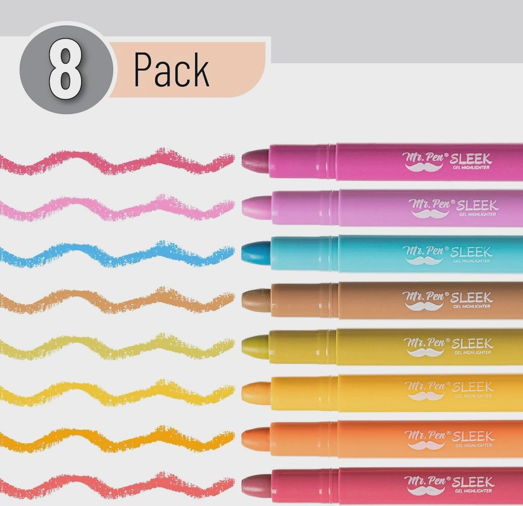 Gel Bible Highlighters 8 Pack No Bleed