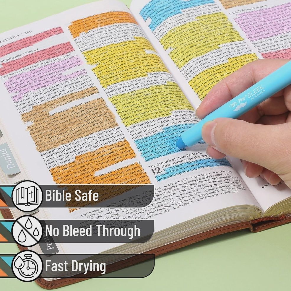 Gel Bible Highlighters 8 Pack No Bleed