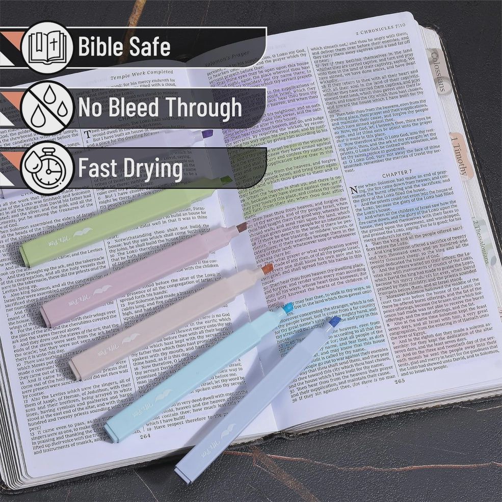 Bible Highlighters &amp; Pens No Bleed 16 Pack Pastel