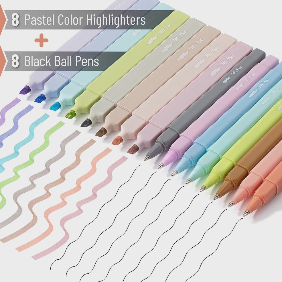 Bible Highlighters &amp; Pens No Bleed 16 Pack Pastel