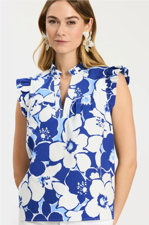 Piper Cerulean Floral Raglan Topper