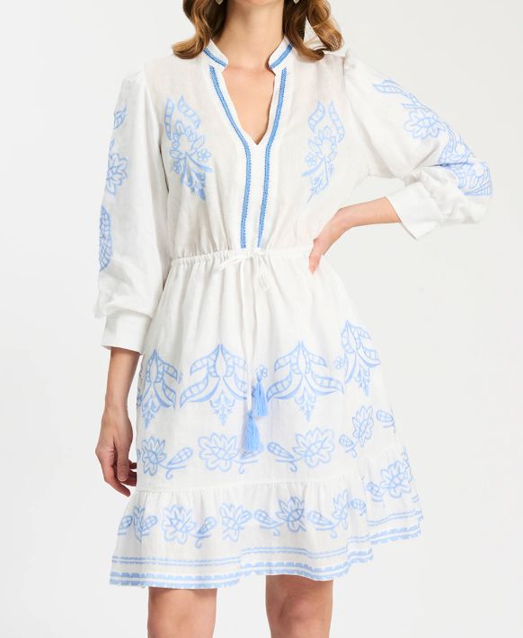 Rona Linen Embroidered Dress