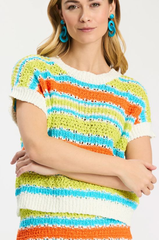 Vero Cap Sleeve Stripe Sweater