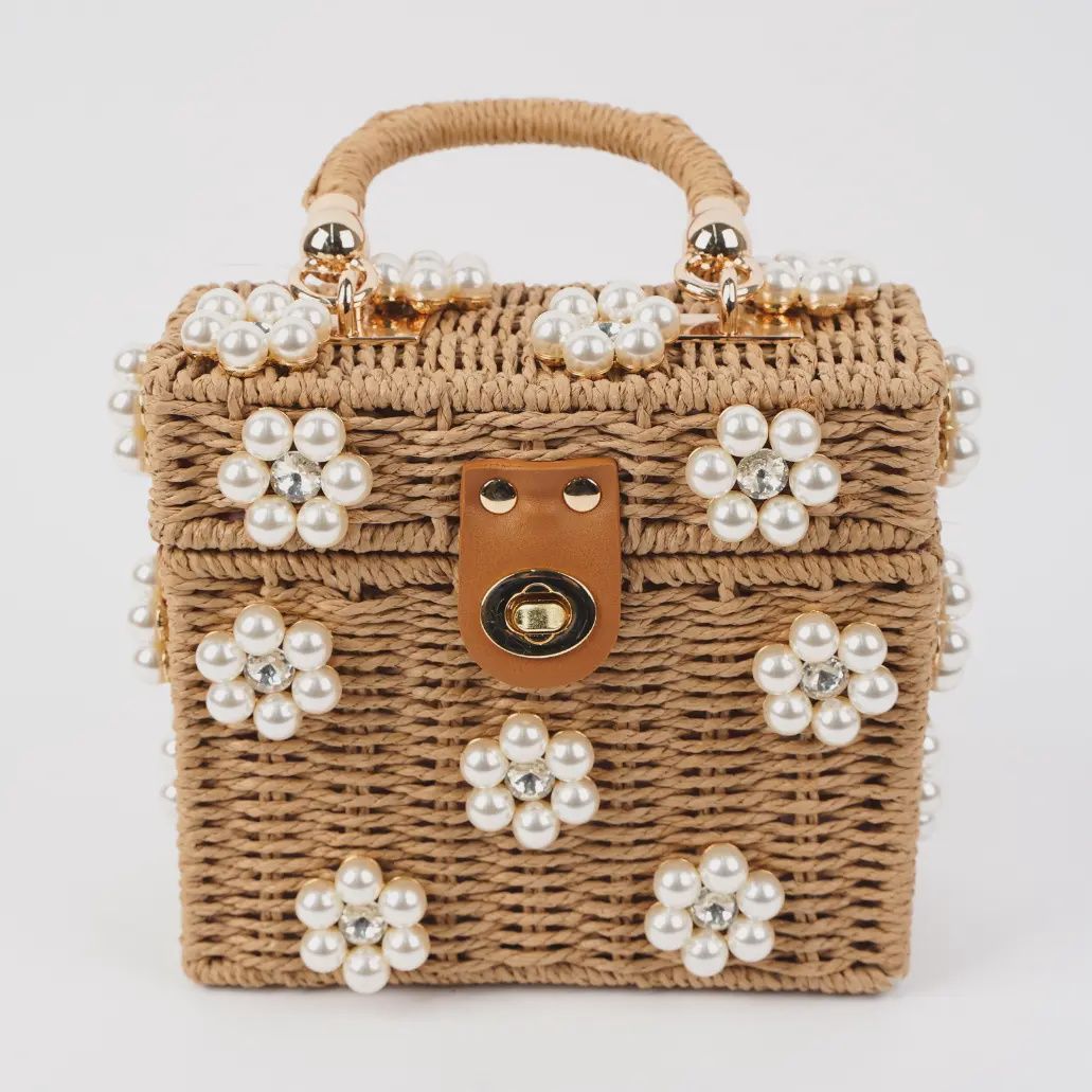 Wicker Bucket Daisy Flower Purse