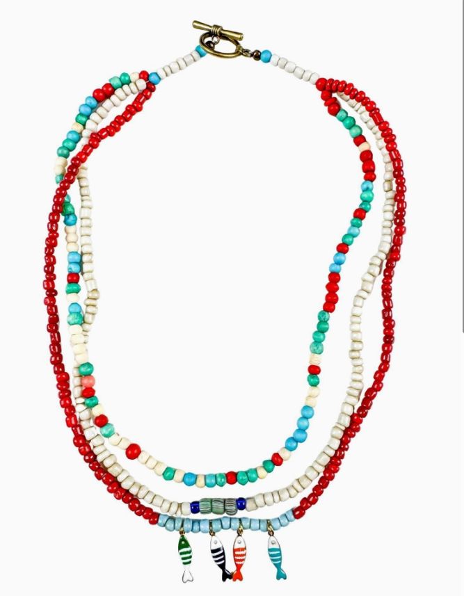 Layered Pendant Necklace | Cape Cod Fish   16"