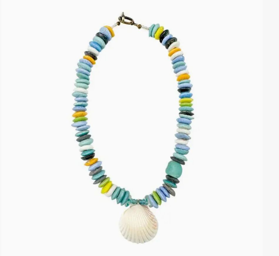 Tribal Shell Necklace | Mixed Azul
