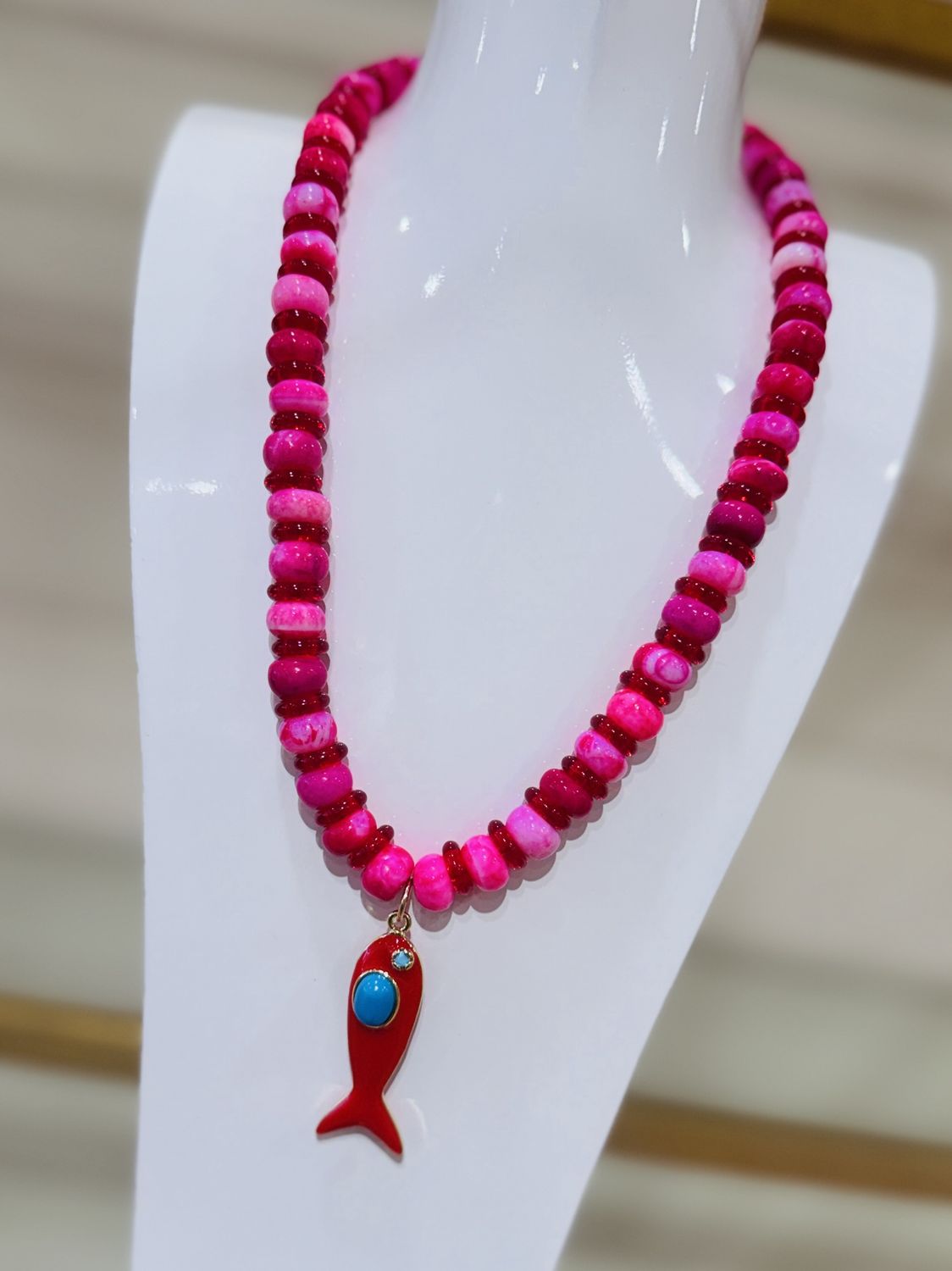 Royal Marble Beaded Fish Necklace