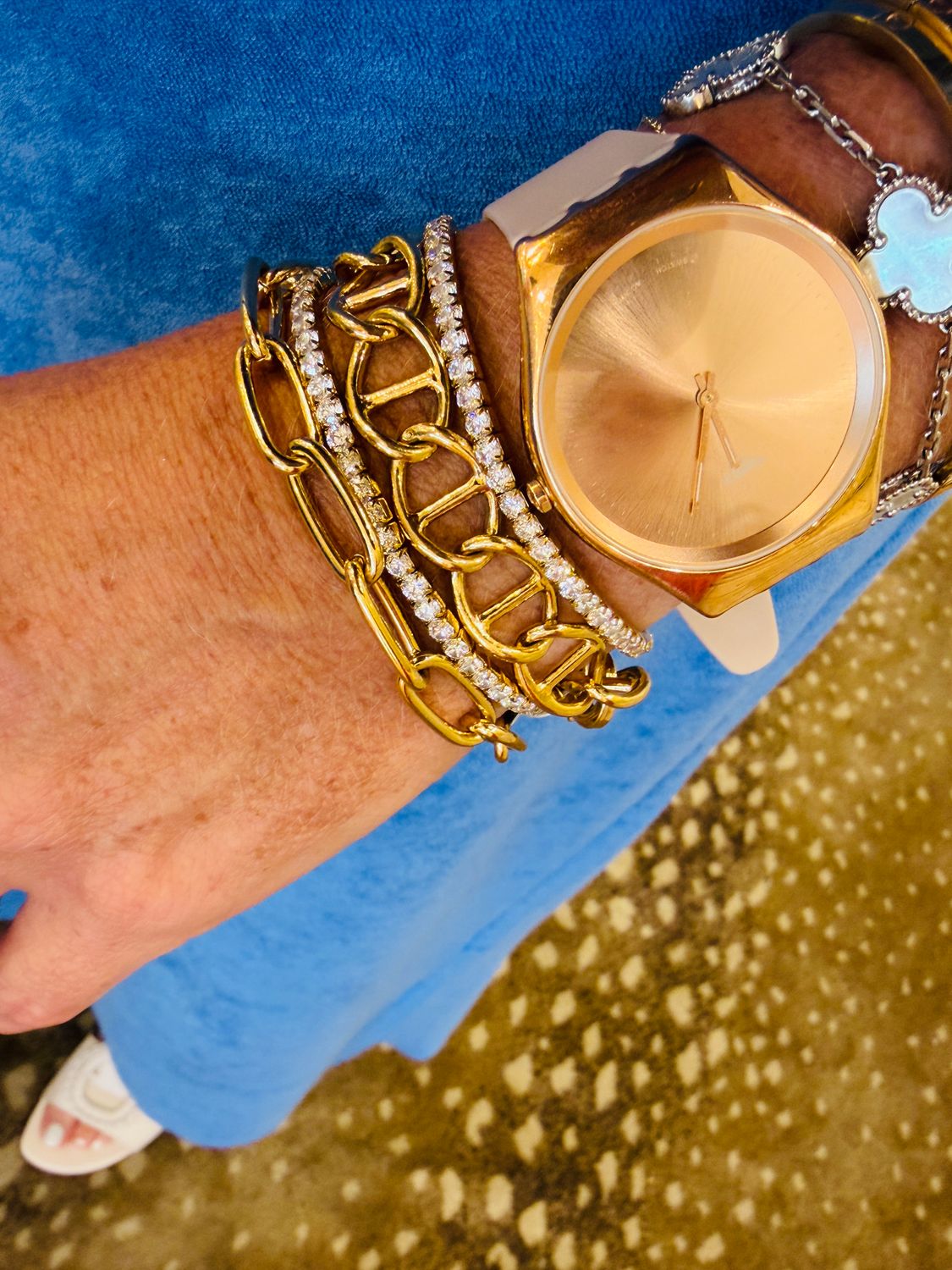 Stretch Tennis Bracelet, COLOR: Gold
