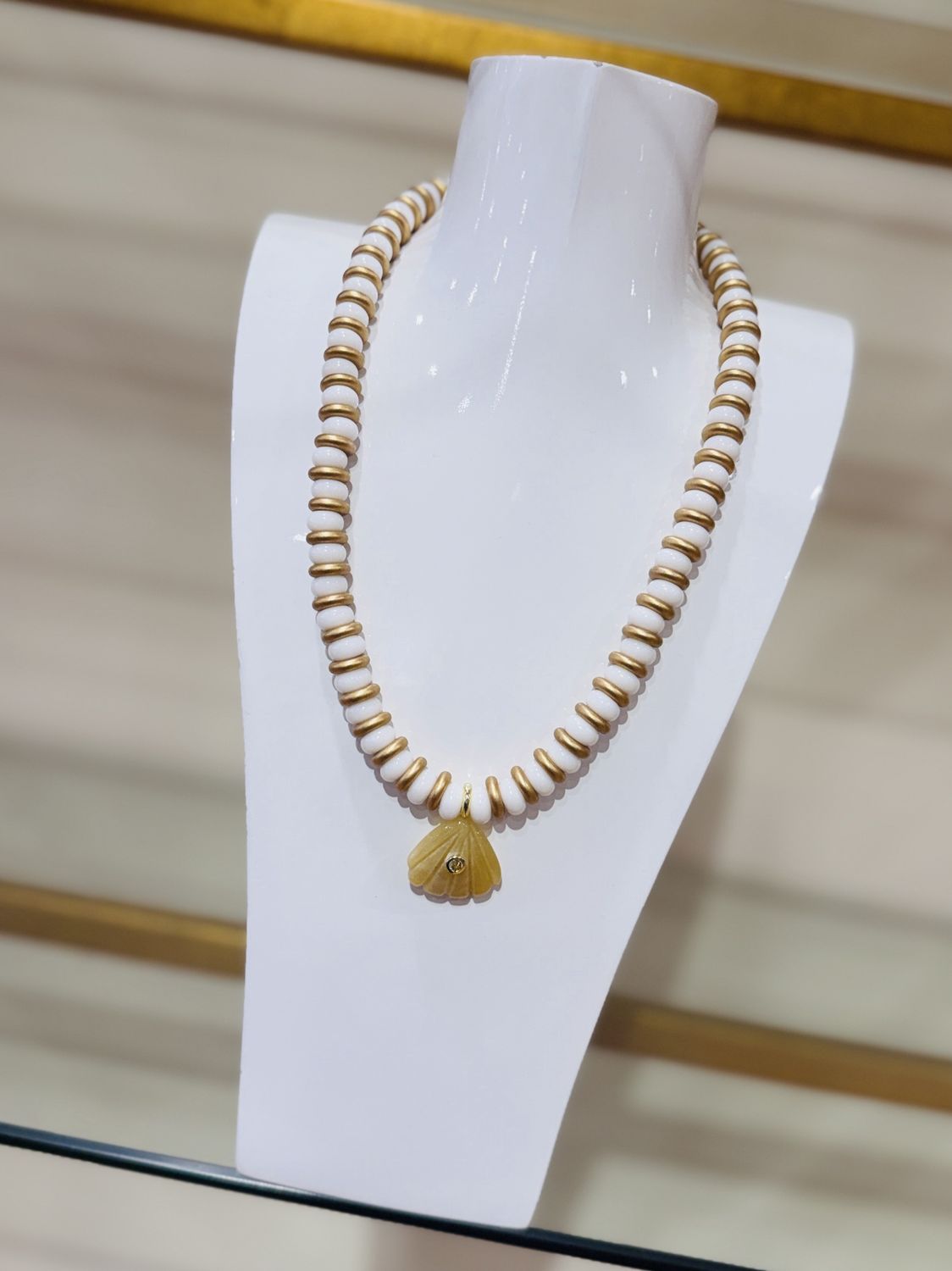 White &amp; Gold Seashell Necklace