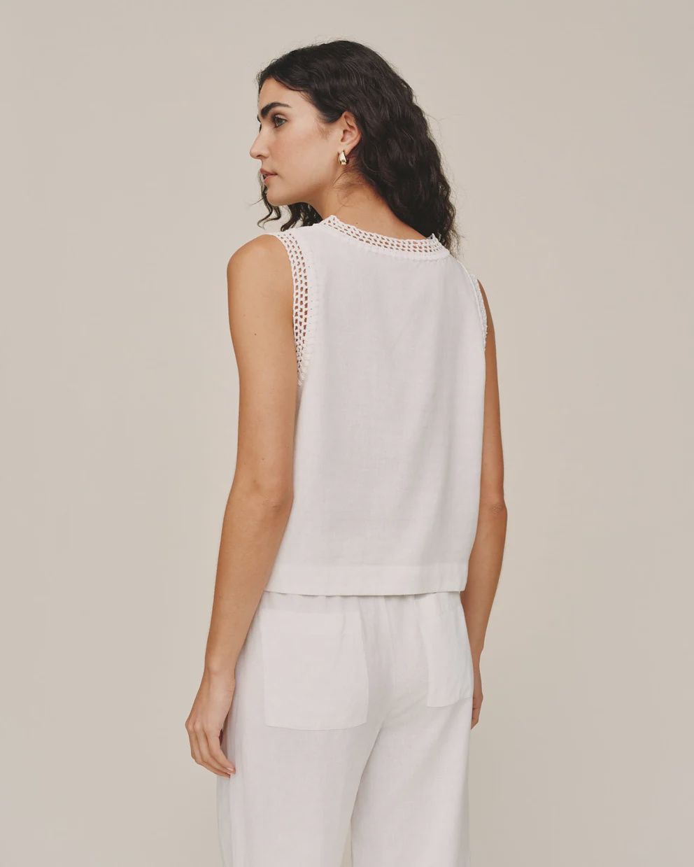 Sleeveless Crochet Edge Top