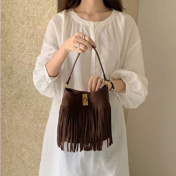 Laney Fringe Bucket Bag