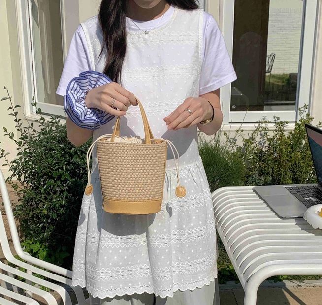Jackie Woven Mini Bucket Bag