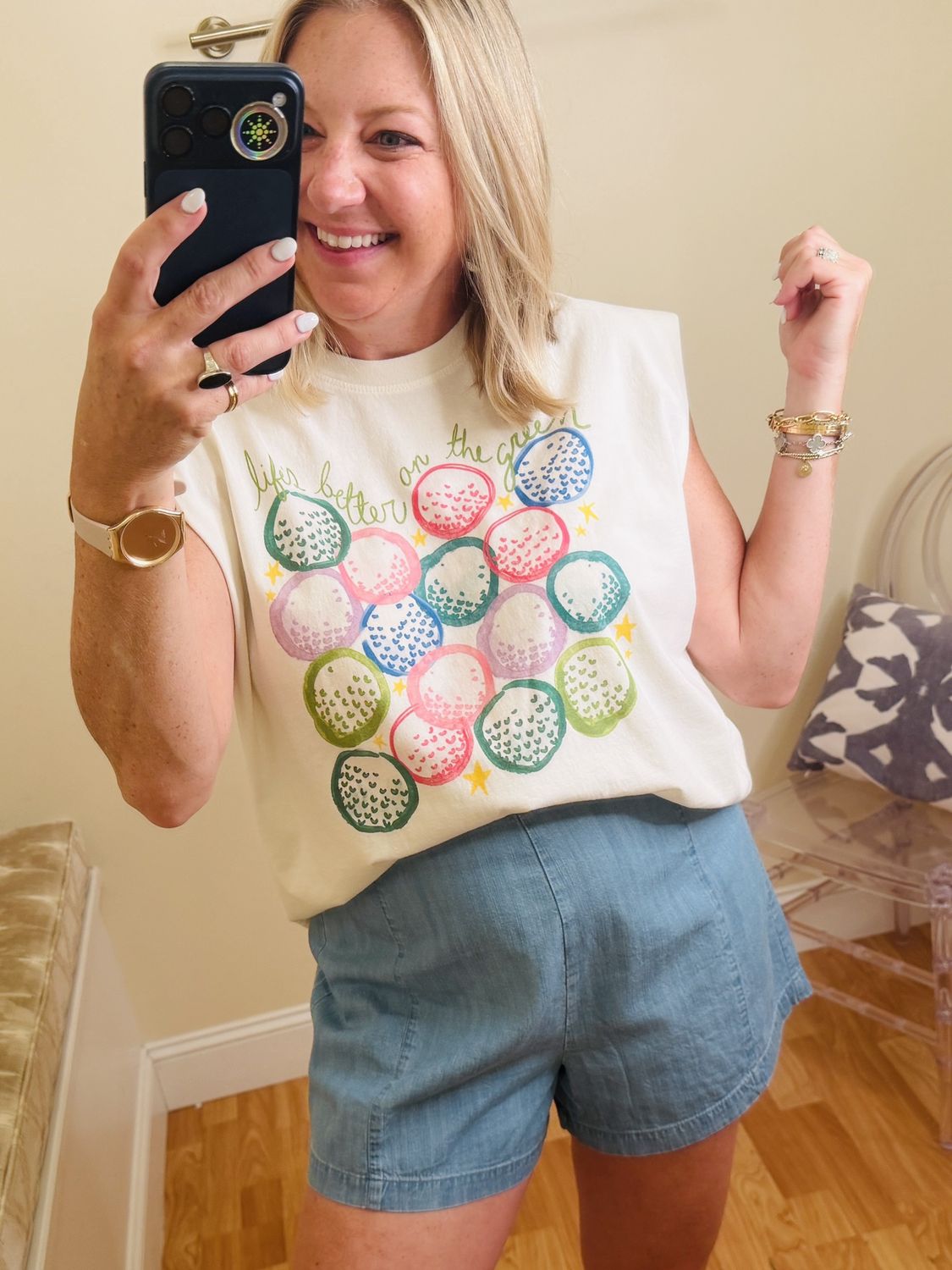 Life's Better on the Green, COLOR: Cream, Size: S