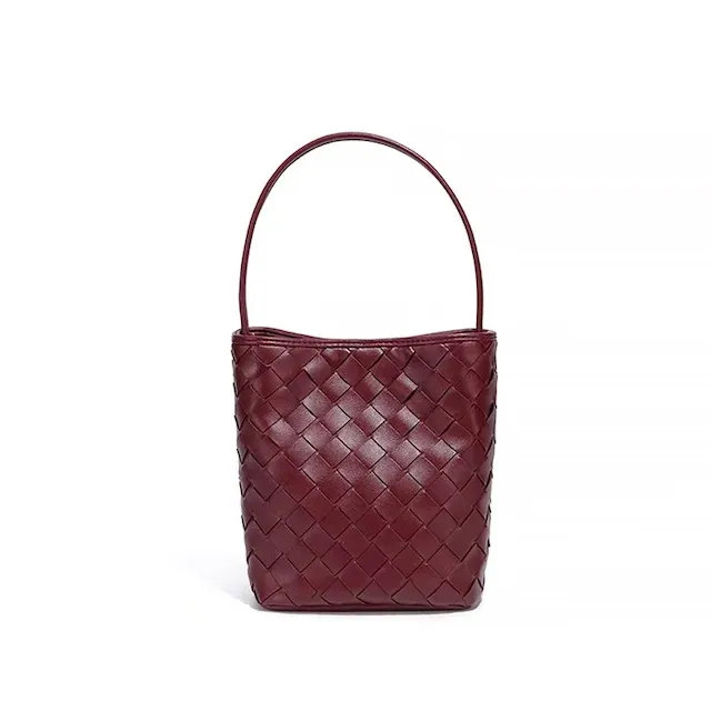 Charlie Woven Shoulder  Bag, COLOR: Wine