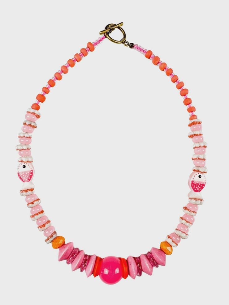 Classic Necklace - Pink + Orange 16"