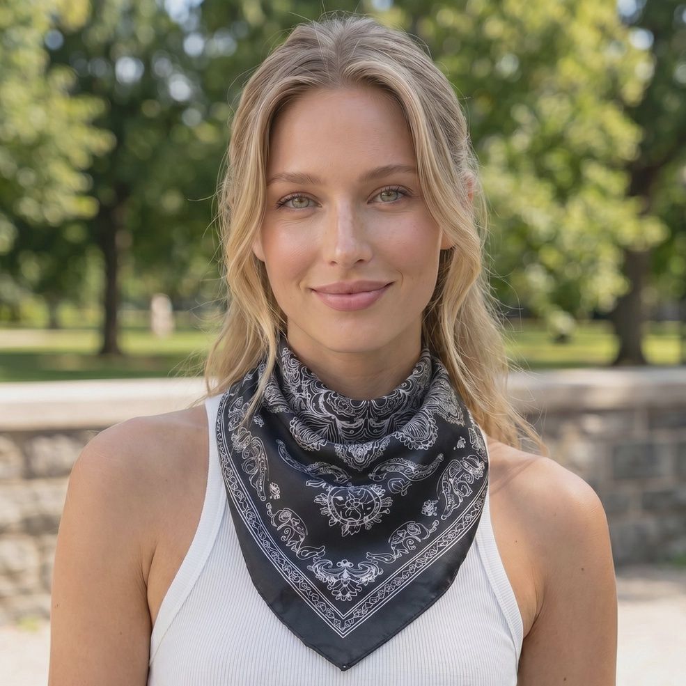 Paisley Mandala Print Satin Scarf