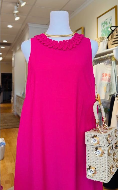 Woven Neck Column Dress