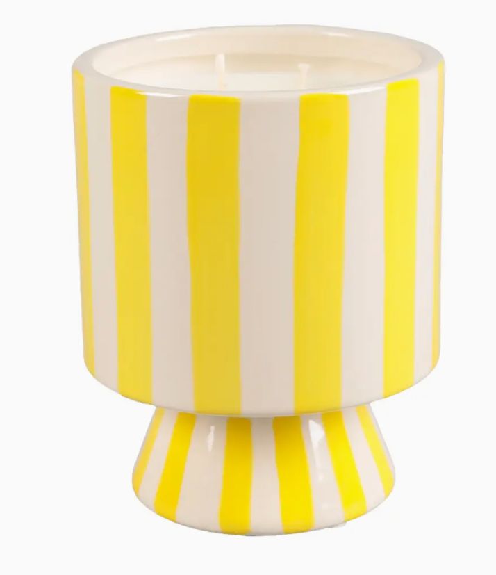 13 oz Striped Pedestal Ceramic Candle