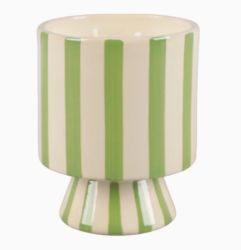 13 oz Striped Pedestal Ceramic Candle
