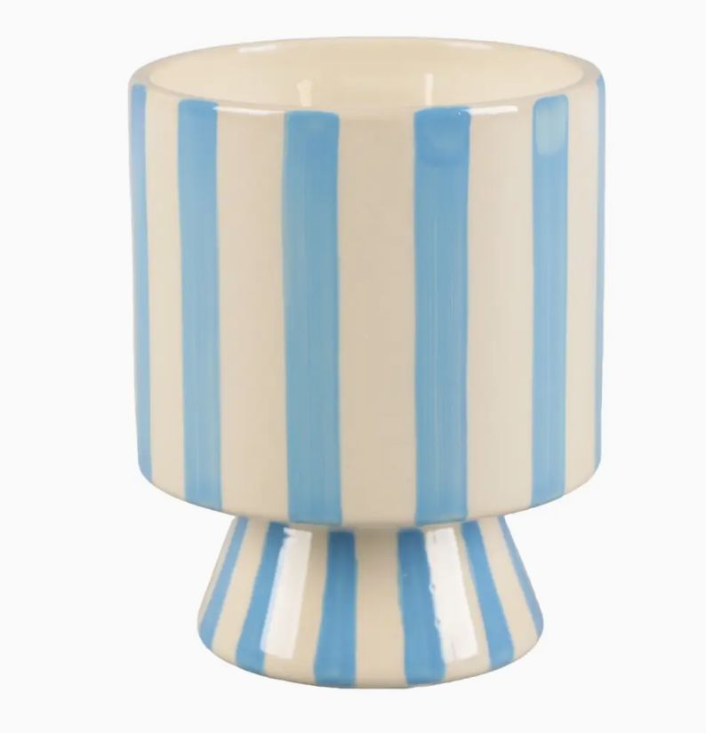 13 oz Striped Pedestal Ceramic Candle