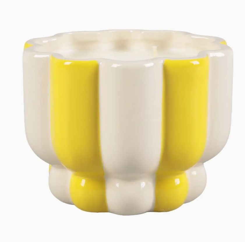 16 oz Stripe Pedestal Ceramic Candle