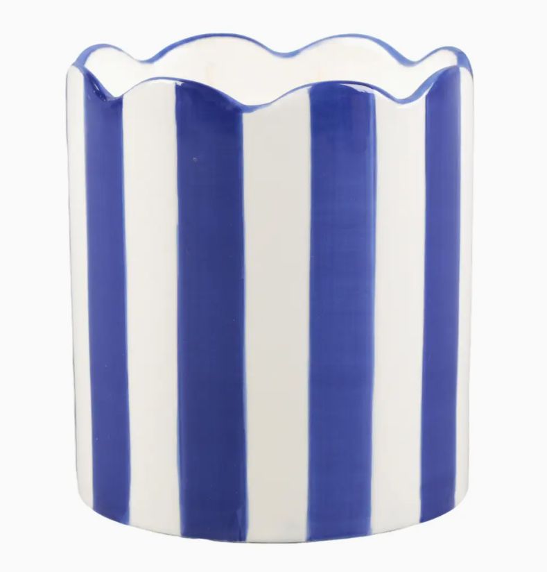 15 oz Scallop Stripe Ceramic Candle