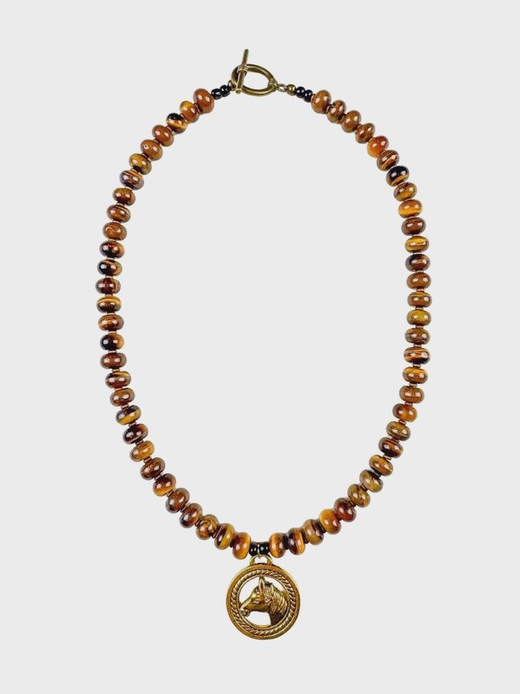 Classic Horse Necklace - Brown Equestrian 16"