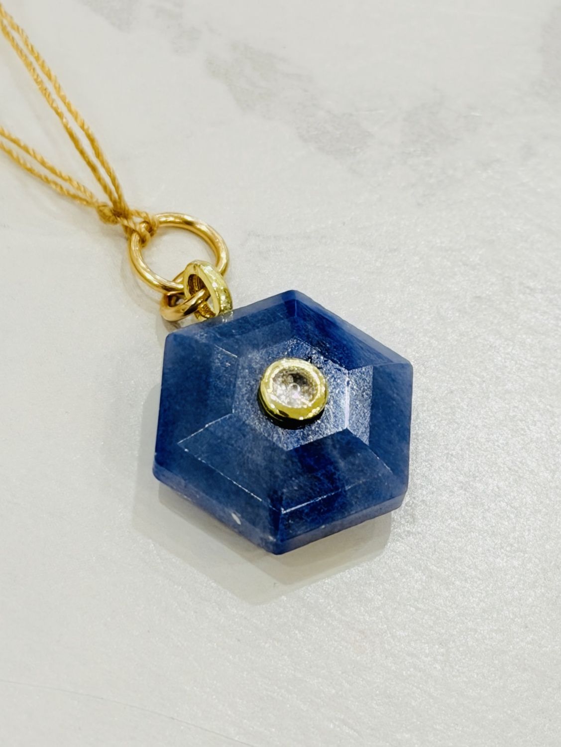 Hexagon Charm, COLOR: Blue Agate