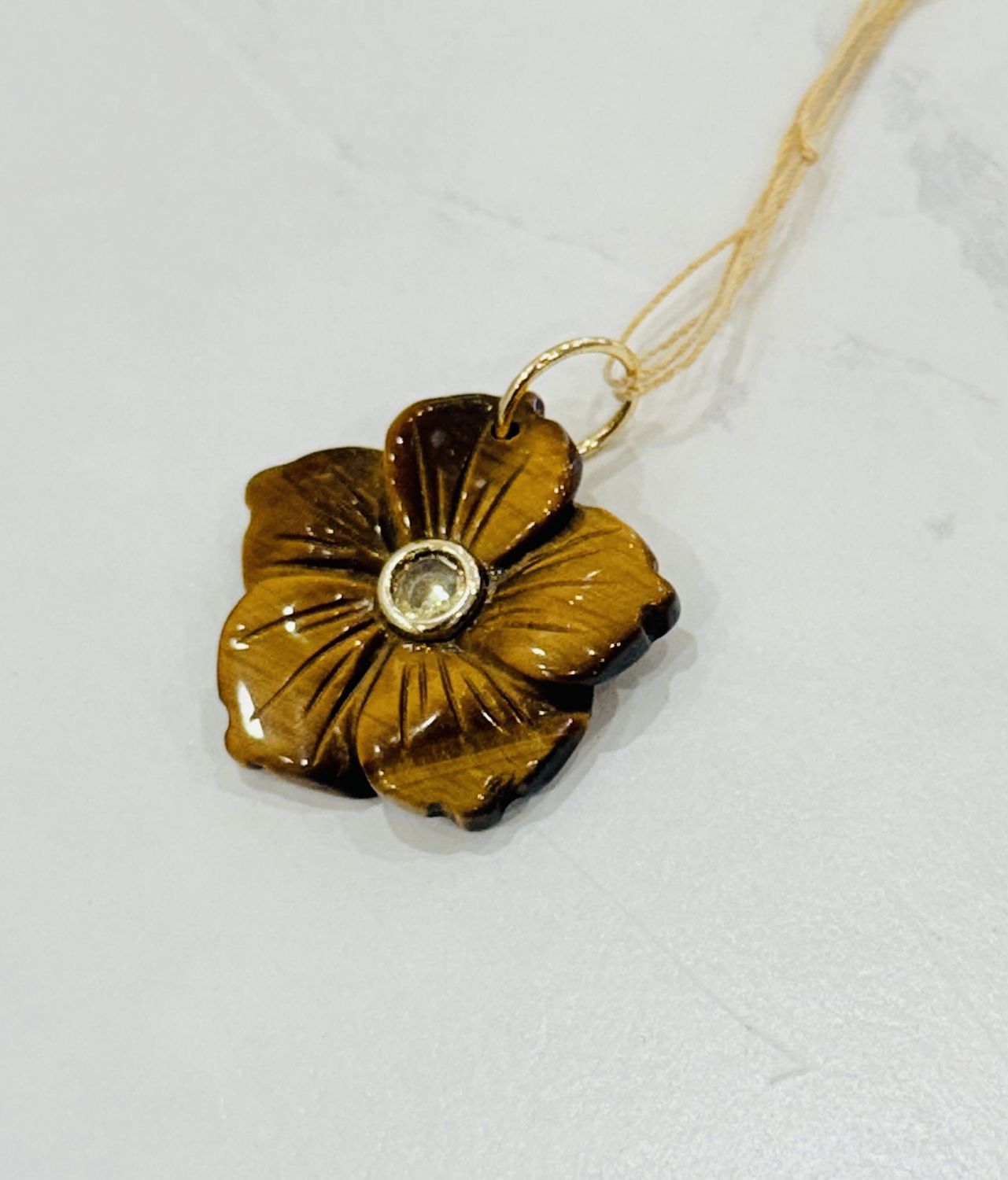 Tiger Eye Flower Charm