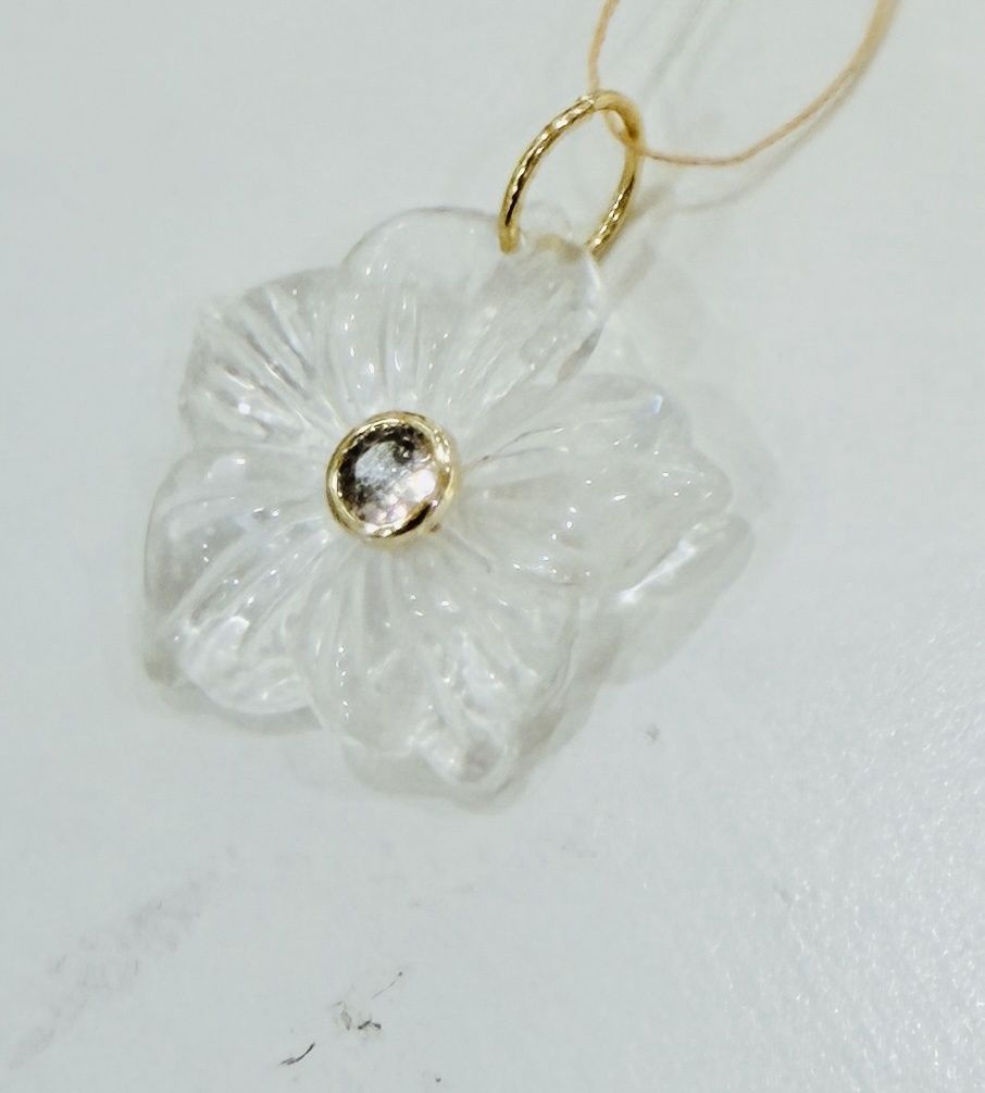 Clear Quartz Flower Charm