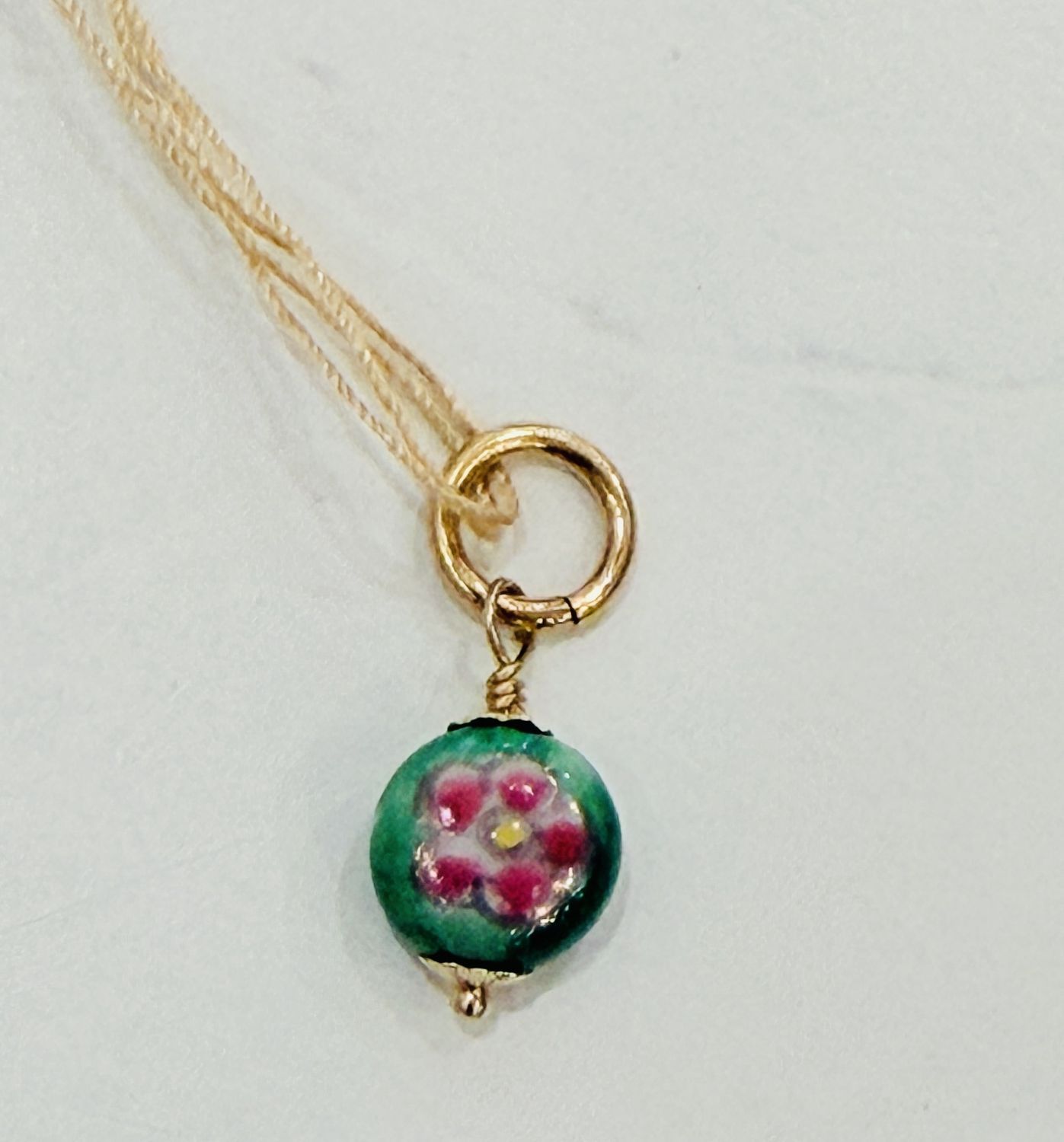 Small Green Cloisonne Bead Charm