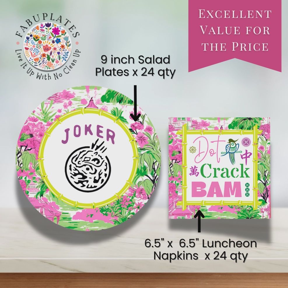 Mahjong Plates + Napkins Gift Bundle