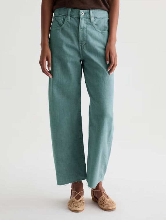 Hattie Crop Jean, COLOR: Sulfur Sunwashed Jade, Size: 25