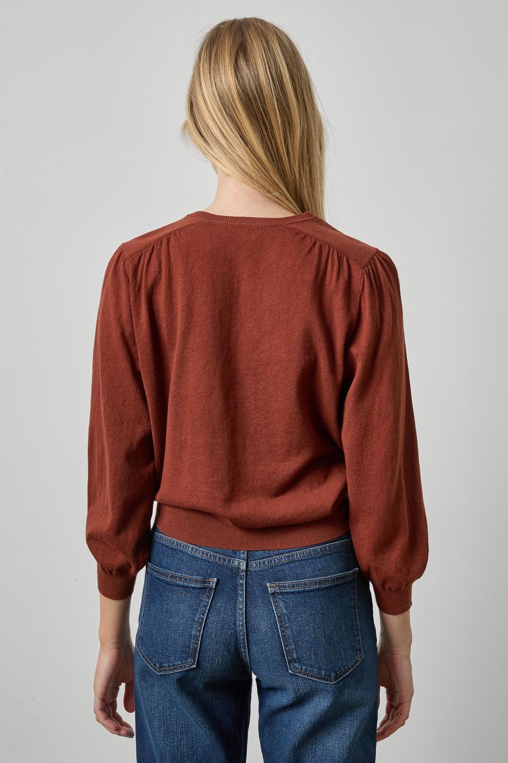 V-Neck Blouson Sweater