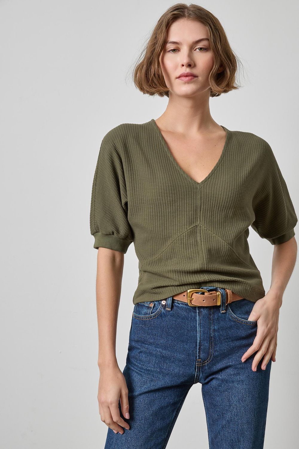 Seamed V-Neck Top