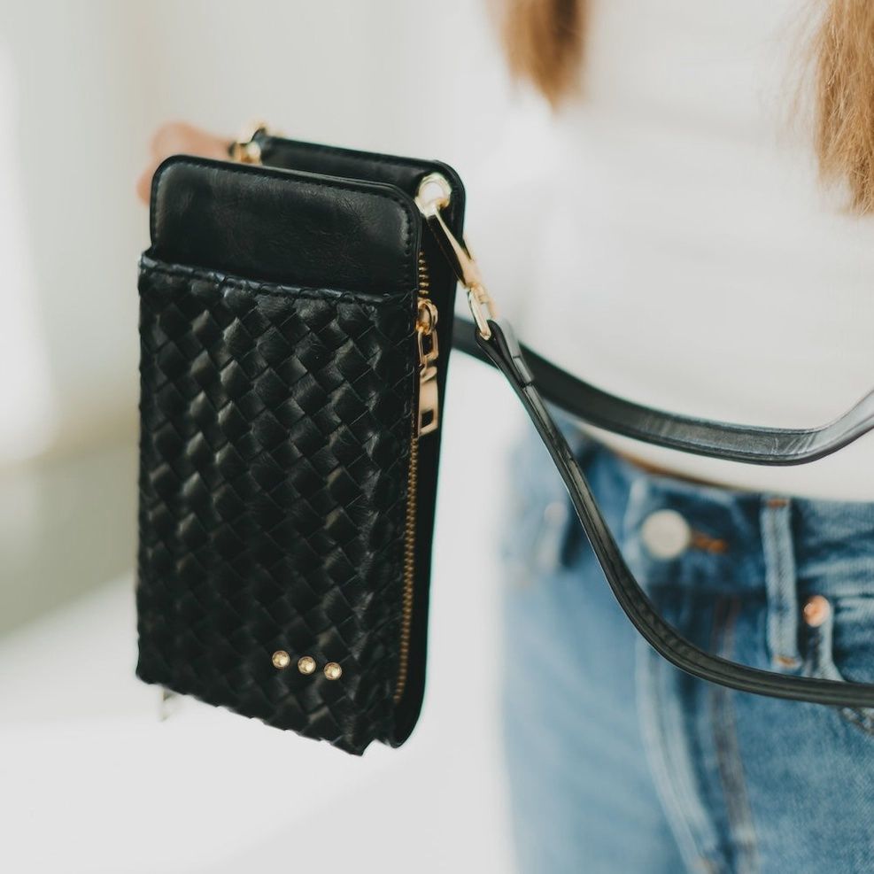 Woven Phone Bag, COLOR: Black
