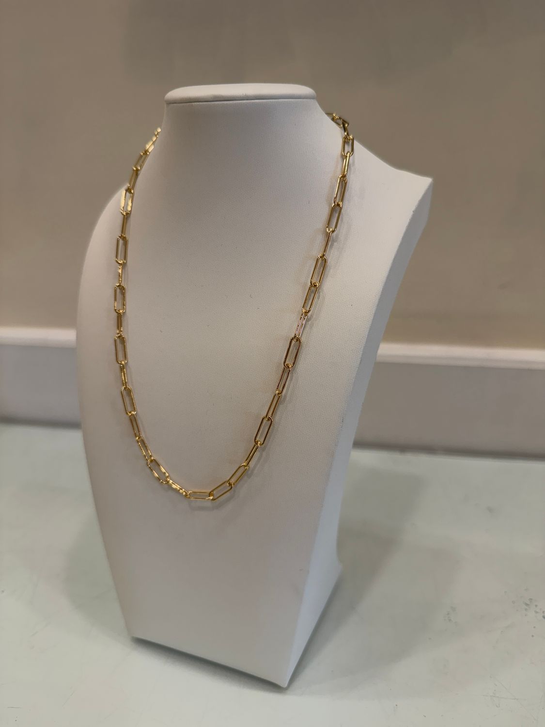 Thin Polished Paperclip Necklace 17"