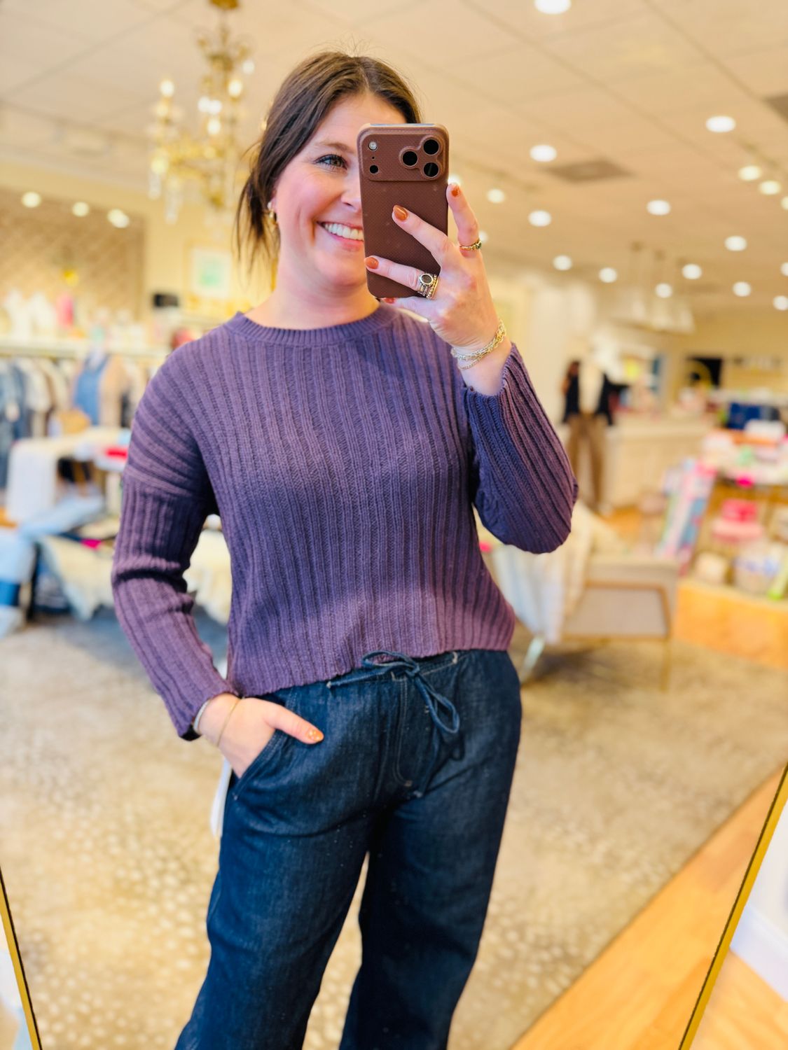Arden Cropped Crew Cotton, COLOR: Purple Breeze, Size: XS/S