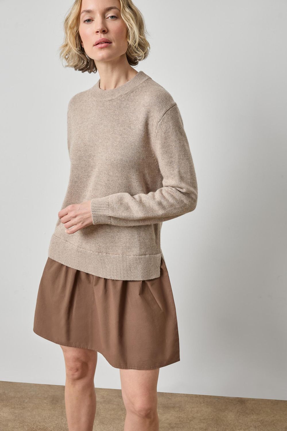 Short Sleeve Combo Sweater Dress