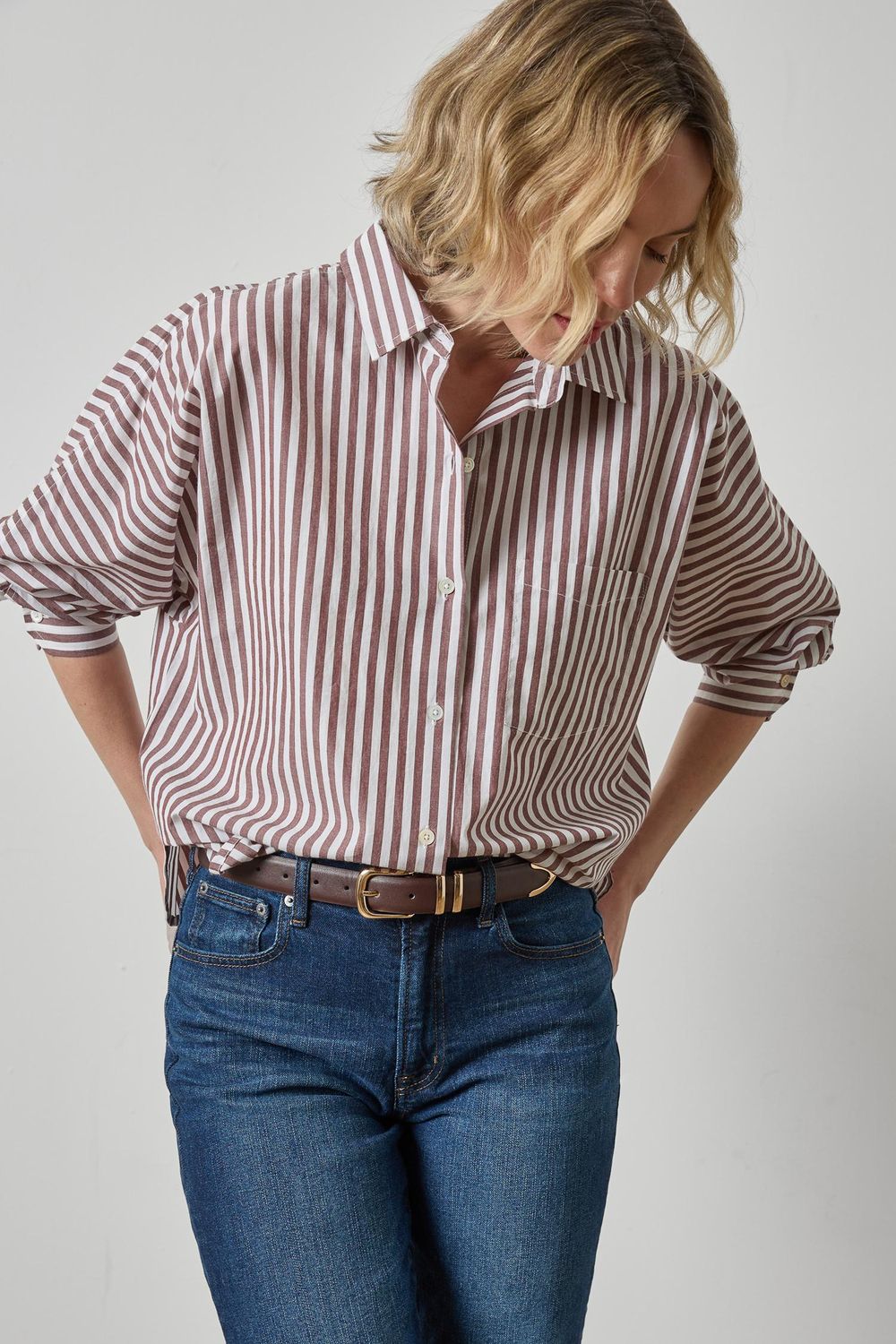 Striped Dolman Sleeve Button Down