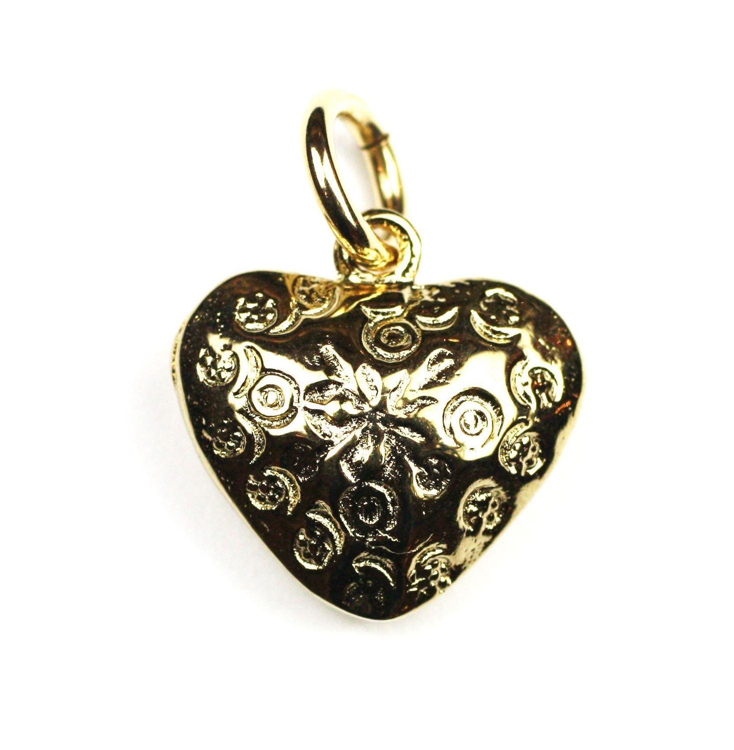 Embossed Gold Heart Charm