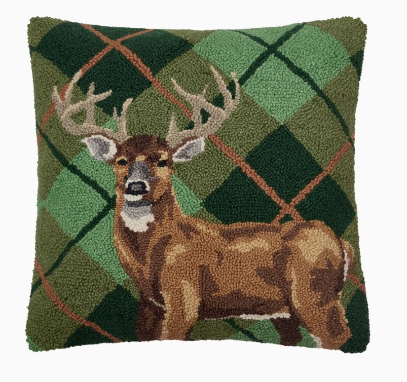 Deer Plaid Hook Pillow