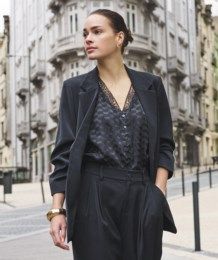 3/4 Sleeve Blazer, COLOR: Black, Size: 4